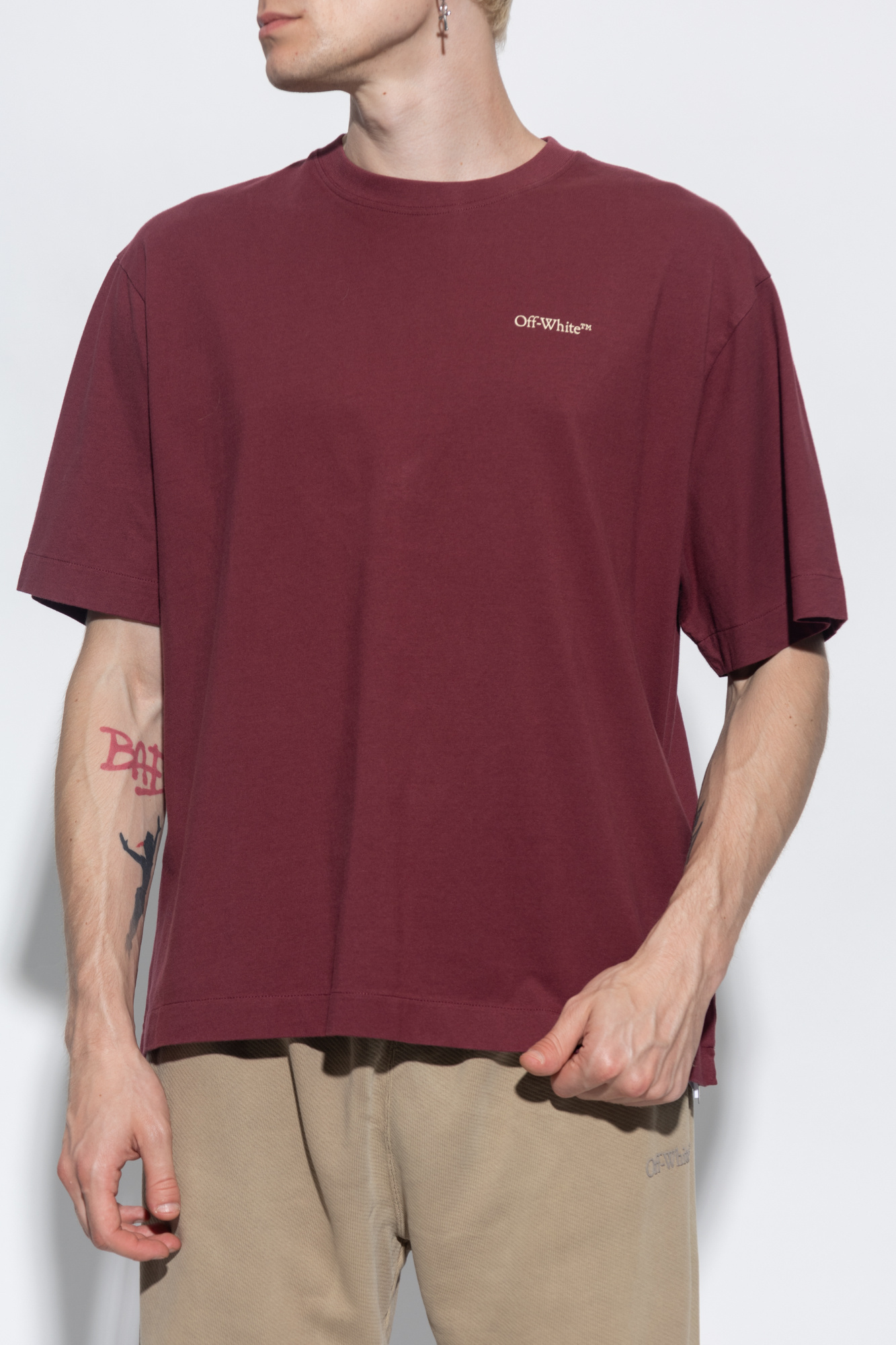 Off white 2025 burgundy crew neck